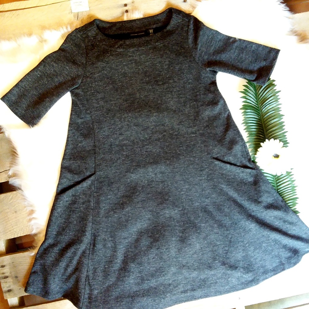 Adrienne Vittadini Dark Gray Flare Pocket Dress